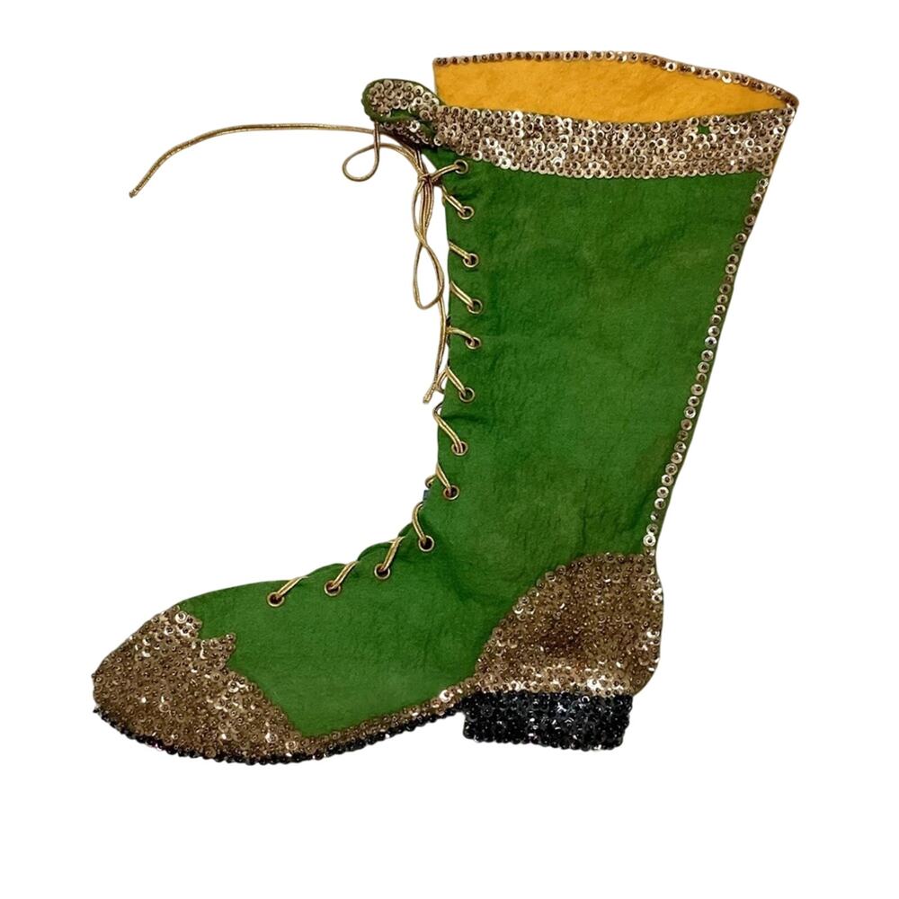 Vintage Christmas Stocking  Boot Felt Applique